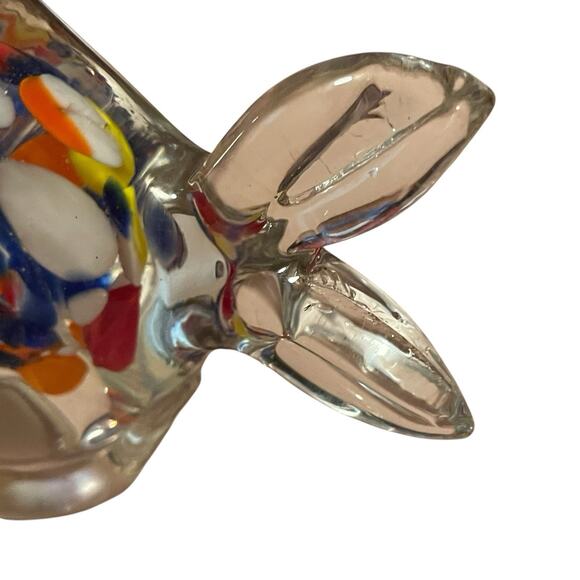 Vtg Art Glass Fish Paperweight Figurine Spotted Multi Color NANCO - 5”t 5.5”w - Picture 5 of 13